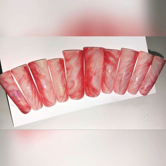 Hand crafted custom 10pc duck shape acrylic press on nails sz large - Picture 4 of 8